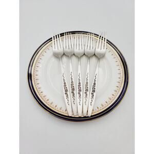 International Deep Silver LAUREL MIST Dinner Forks Set 5 Silverplate Flatware